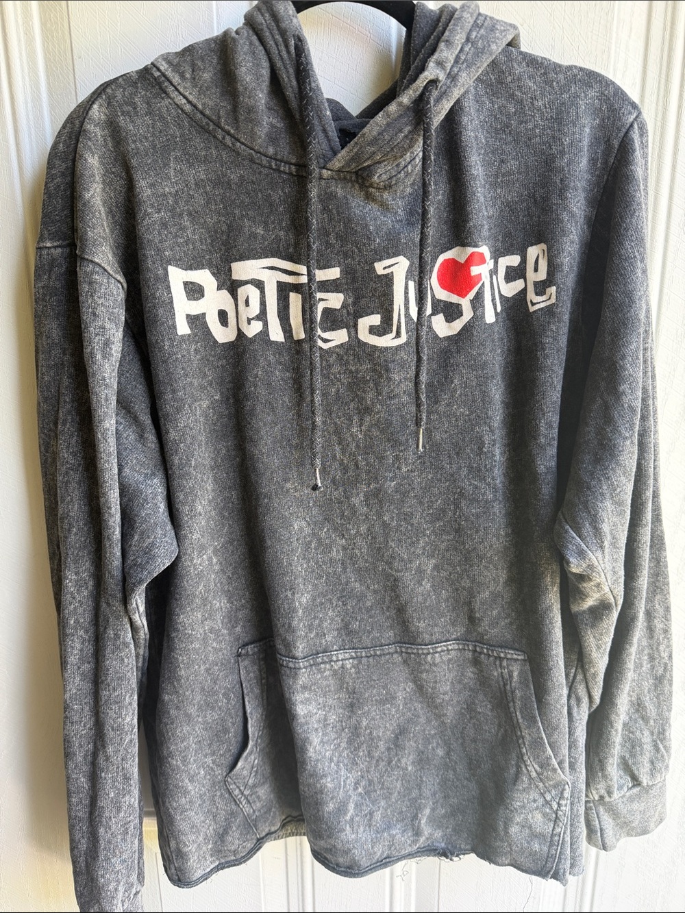 Tupac Poetic Justice Acid Wash Hoodie Graphic Sweatshirt Distressed Hem Size M - Picture 1 of 7